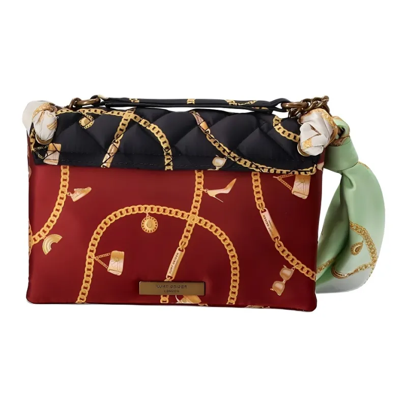 Kurt Geiger London Kensington Nylon Shoulder Bag, Crossbody Bag Women's Black & Red-3