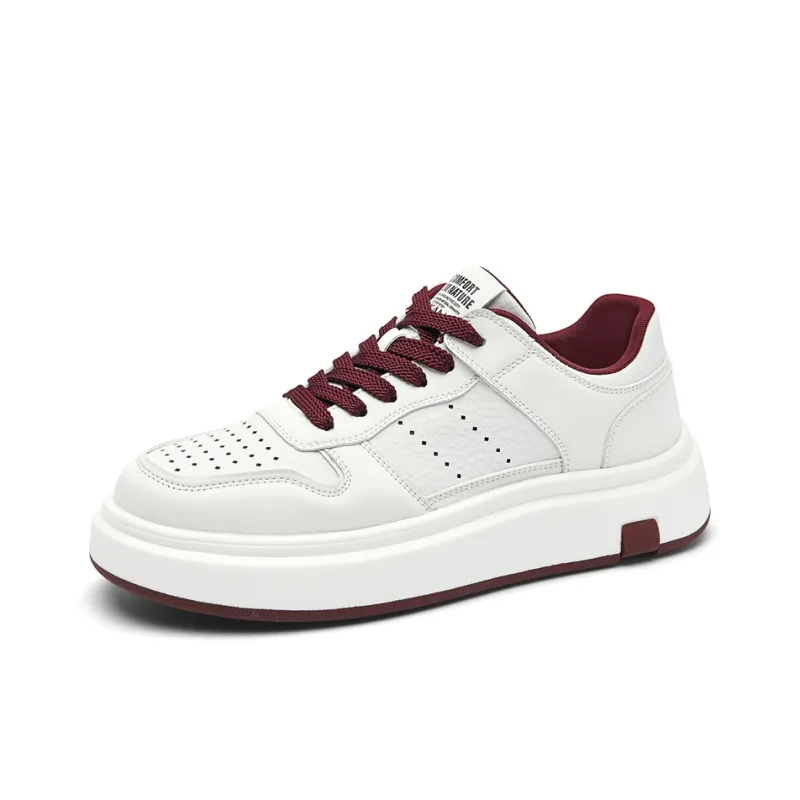 AOKANG Air Force One Series Skateboard Shoes Men Low Top White Red, White Brown-28