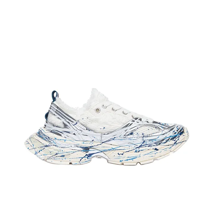 SMILEREPUBLIC SKYLINE Cushioning And Breathable Low Top Chunky Sneakers Unisex Silver White-7
