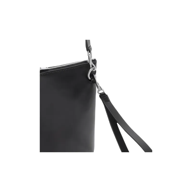 JIL SANDER Leather Crossbody One Shoulder Clutch Medium Size Unisex Black-4