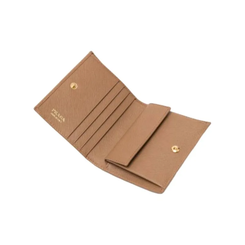 PRADA Calfskin Wallet Women's Brown-2