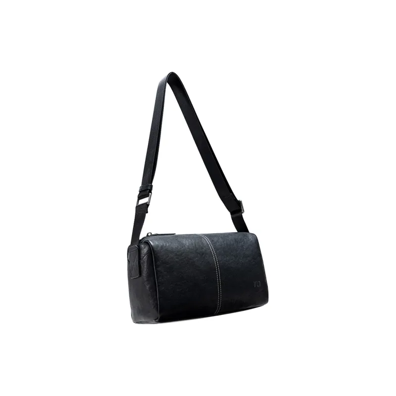 HLA Cow Leather One Shoulder Underarm Crossbody Bag Unisex Black-2
