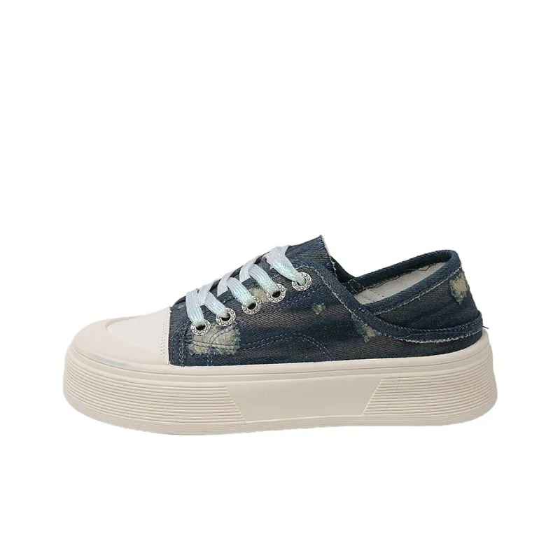 NANJIREN Skateboard Shoes Women's Low Top Light Gray/Dark Blue-0