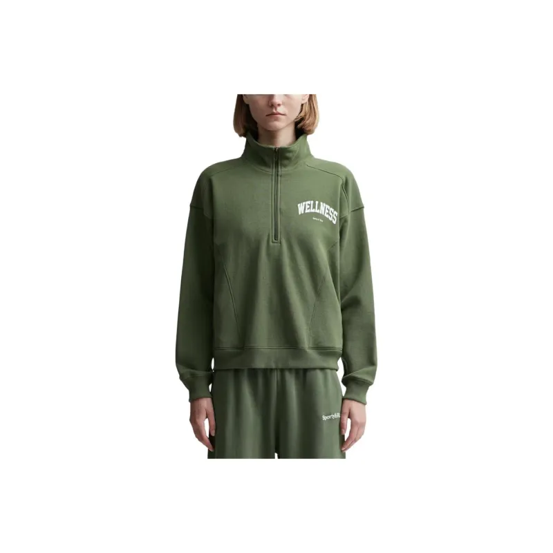 SPORTY & RICH SS25 Wellness Sweatshirt Women's Moss Green/White-0