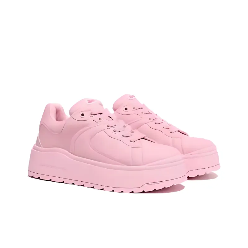 WANDER AROUND Anti Slip And Wear Resistant Height Increasing Low Top Skateboard Shoes Women's Pink-3