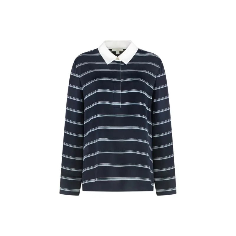 VINCE Striped Polo Top-0