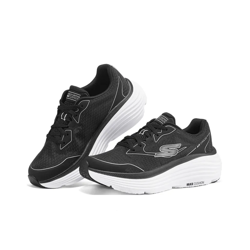 Skechers Max Cushioning, Breathable, Supportive, Rebound Low Top Running Shoes Women's Black Silver-3