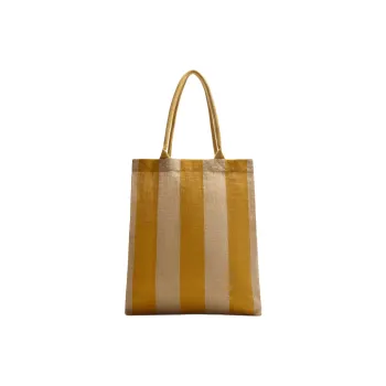ZARA Jute Tote Bag, Shopping Bag, Shoulder Bag Unisex Yellow & Beige