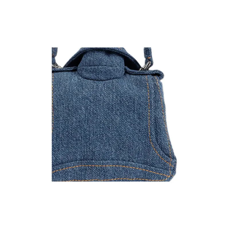 MOSCHINO Jacket-Style Logo Patch Denim Shoulder Bag-3