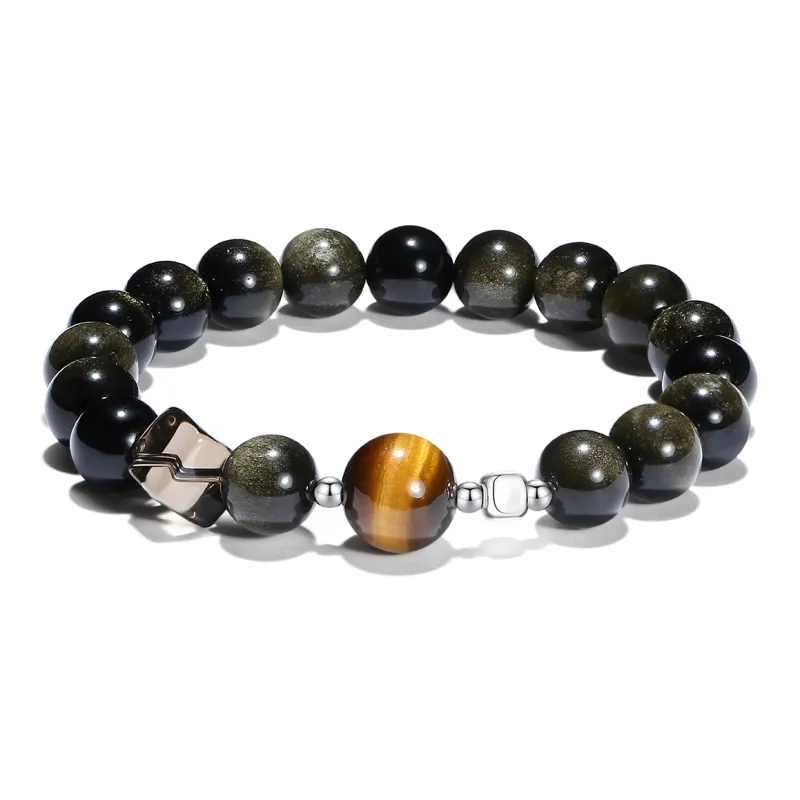 PUTUOSHANWENCHUANG Obsidian Bracelets Unisex-0