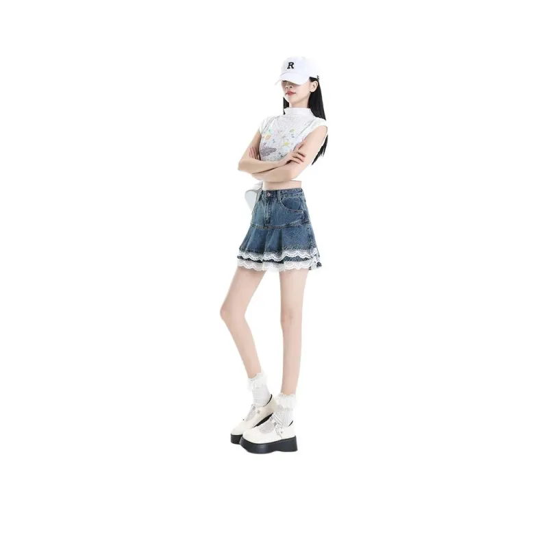YINLEI Denim Short Skirts Women's-0
