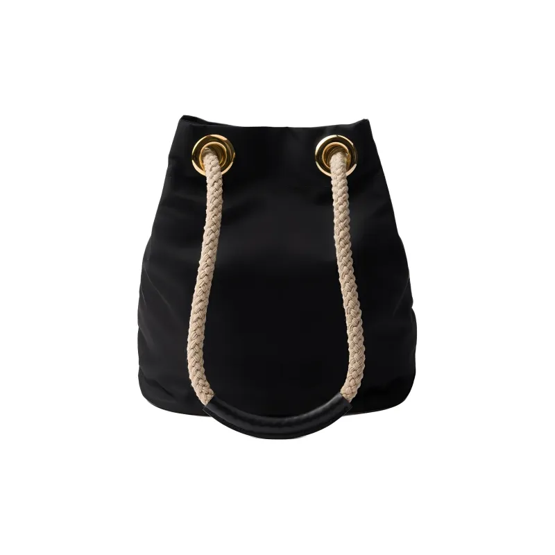 PRADA Re Nylon Recycled Nylon Bucket Bag, Handbag, Shoulder Bag Trumpets Women's Black-2