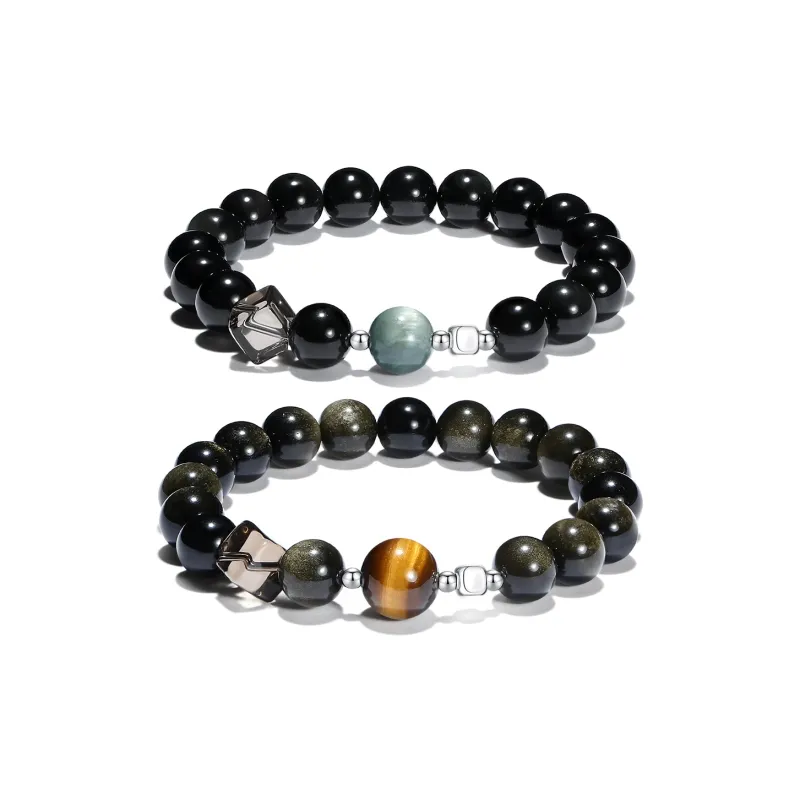 PUTUOSHANWENCHUANG Obsidian Bracelets Unisex-4