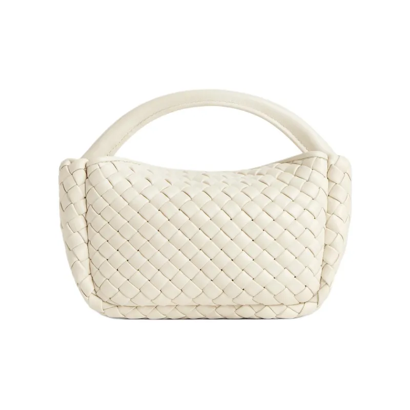 Bottega Veneta Lambskin Shoulder Bag, Crossbody Bag, Handbag Trumpets Women's White-2