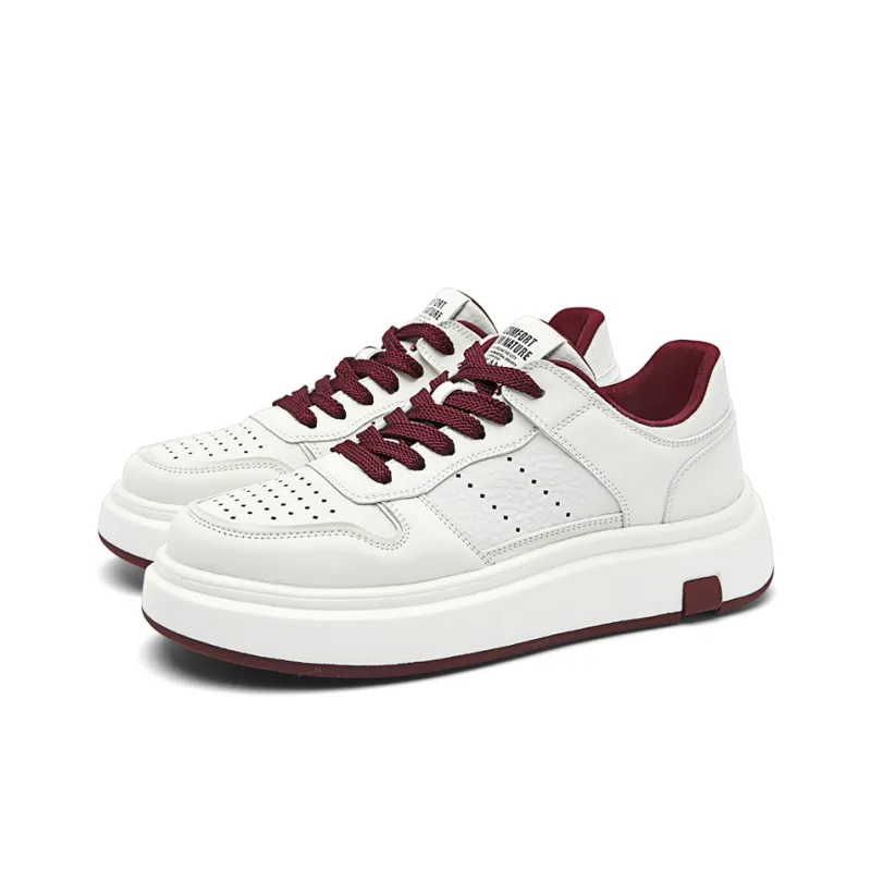 AOKANG Air Force One Series Skateboard Shoes Men Low Top White Red, White Brown-29