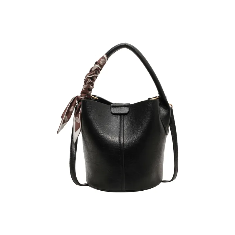 Cwatcun PU Bucket Bag, Shoulder Bag, Crossbody Bag, Handbag Regular Women's Coffee/Black-6