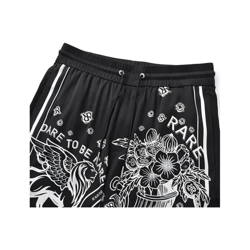 RARE Casual Shorts Men Black/White-4