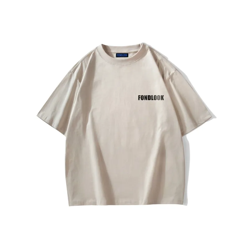 FONDLOOK T-Shirts Unisex Light Beige Apricot-1
