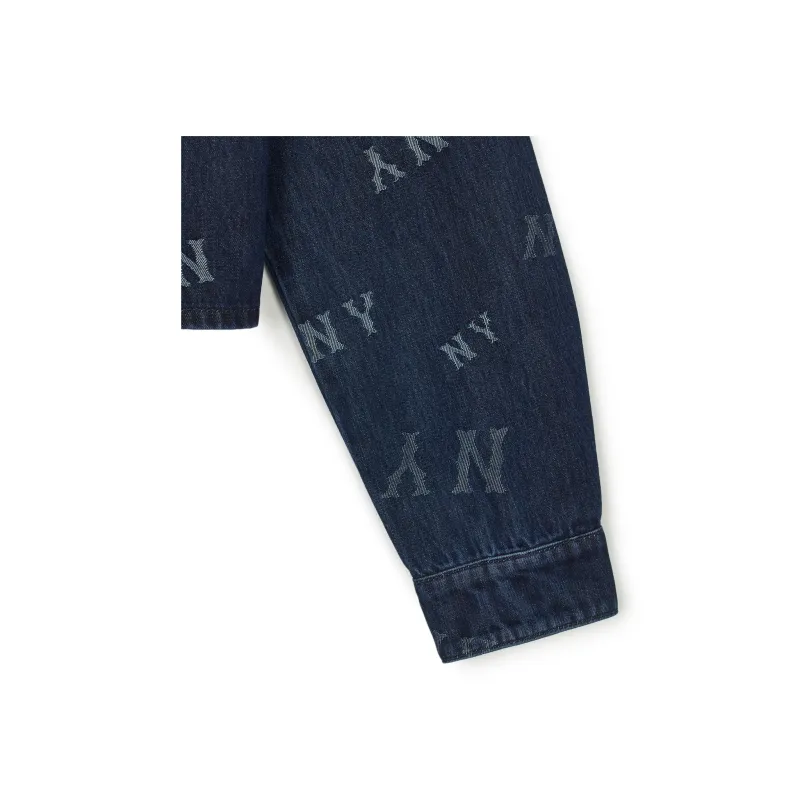 MLB Classic Monogram New York Yankees Denim Jacket Women's Marine Blue-2