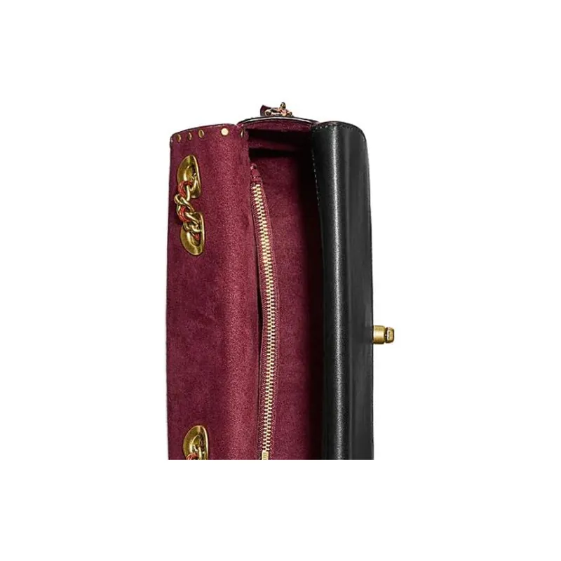 COACH Madison Cow Leather With Snake Skin Envelope Bag, Crossbody Bag, Shoulder Bag Medium Size Women's Black & Brown-4