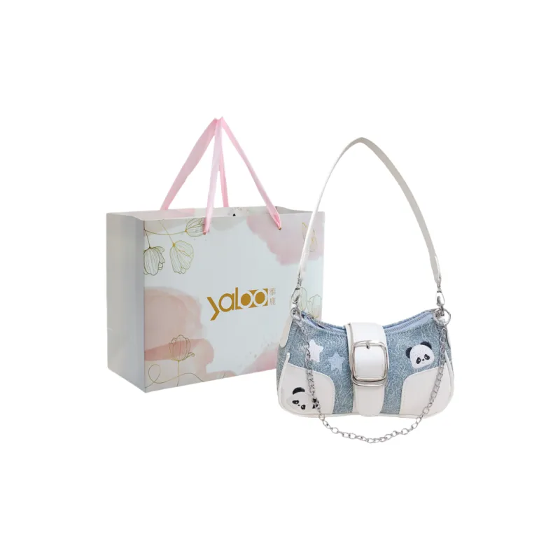 Yalu Fabric Shoulder Bag Regular Women's Black/Green/Blue-6