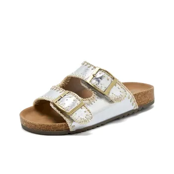 La Chapelle Slip Resistant Abrasion Resistant Slide Slippers Women's Silver