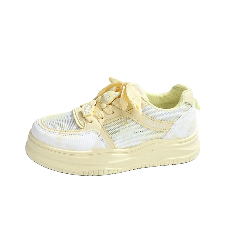 RENBEN Lightweight And Breathable Low Top Skateboard Shoes Women's Yellow-1