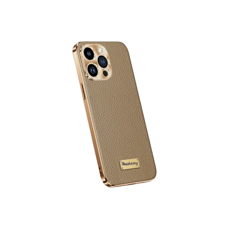 Record Star Leather Material Electroplated Cow Leather Phone Cases Compatibility With Apple 15 Pro Business Formal-6