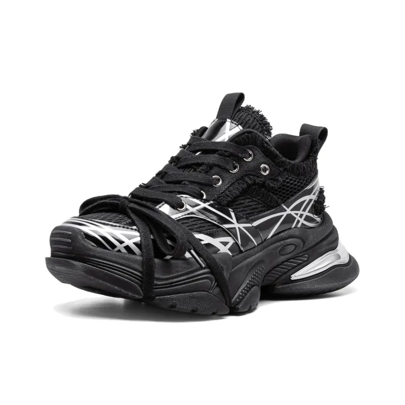 LINGMO Slip Resistant, Abrasion Resistant, Breathable, Height Increasing Low Top Chunky Sneakers Unisex White-23