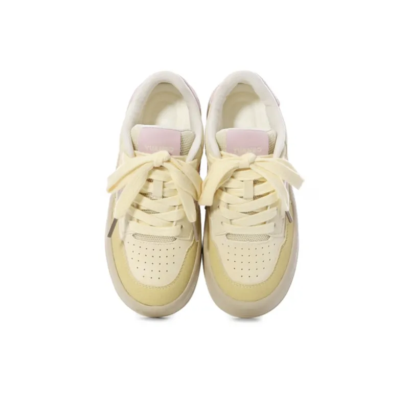 The New Age Family Low Top Skateboard Shoes Women's Yellow Pink-2
