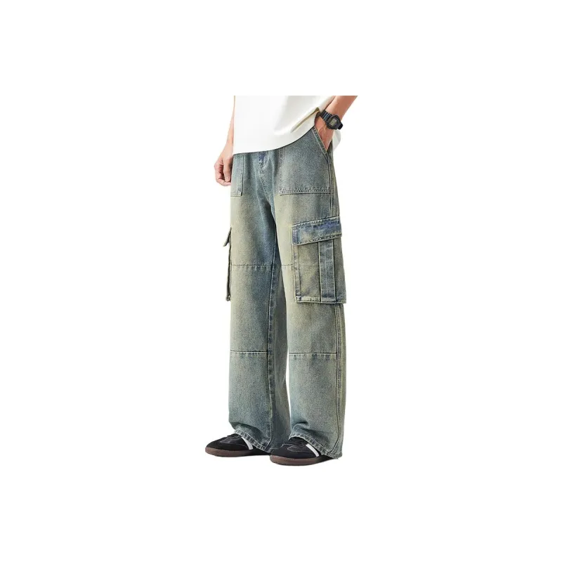 Izzue Cargo Pants Unisex Vintage Blue[Washed Distressed]-0