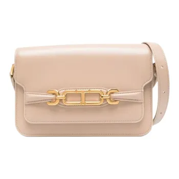 TF Lambskin Shoulder Bag Medium Size Women's Beige