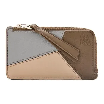 LOEWE Puzzle Cow Leather Card Holder Men's Asphalt Gray/Winter Brown