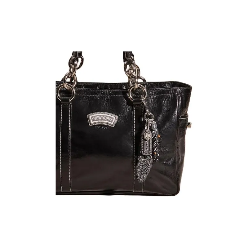 COACH Gallery Patent Leather Tote Bag Shopping Bag Handbag Large Size Women's Black-4
