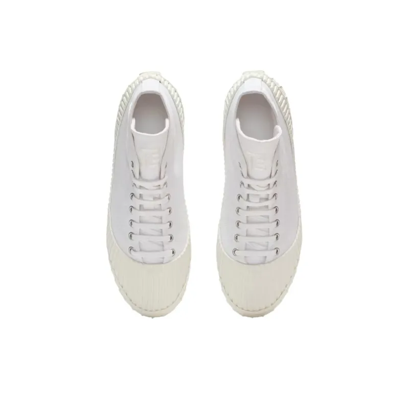 BALMAIN Riff High Top Canvas Shoes Women's White-3