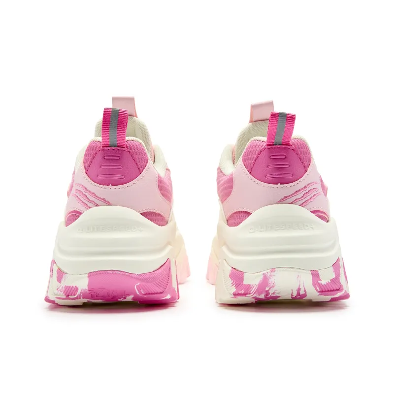 PINK PANTHER x QIAODAN Height Increasing Balance Lightweight Low Top Casual Shoes Women's Ivory White Blue Pink-4