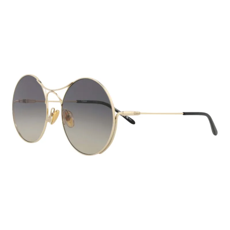 Chloe Acetate Metal Aviator Sunglasses Unisex Gold-0