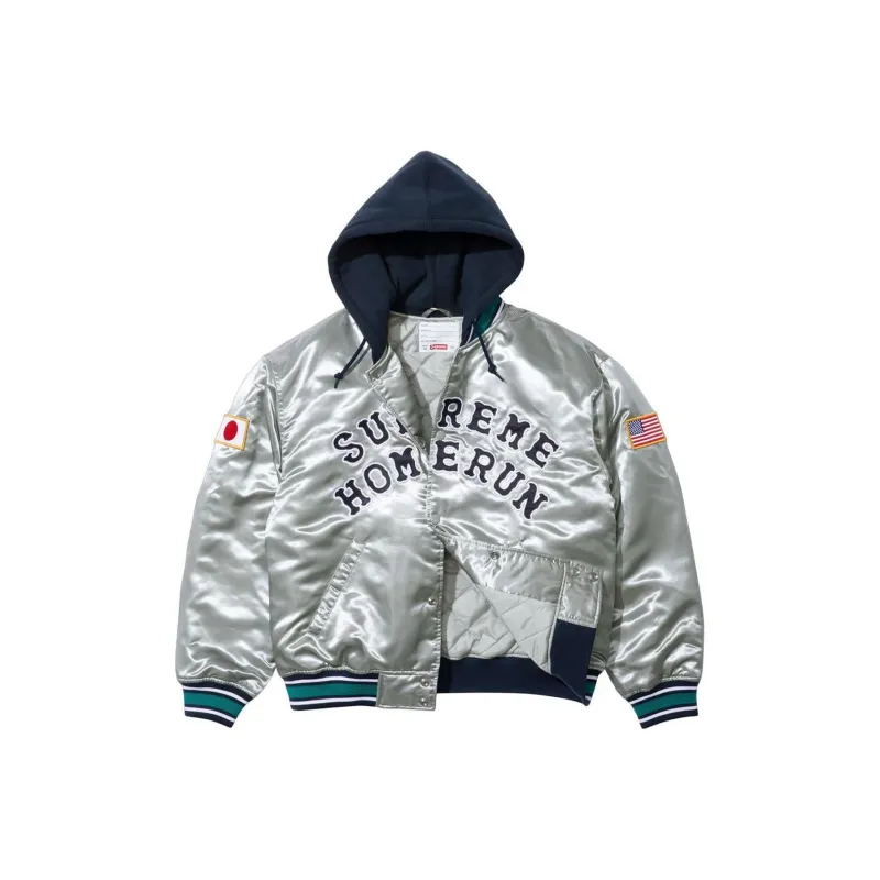 Supreme Homerun Satin Hooded Varsity Jacket-5