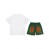 White Short-Sleeved+Green Shorts[No Matching Two-Piece Set]