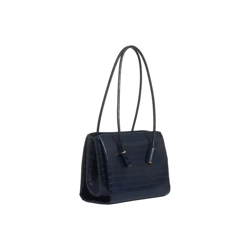 THEMOIRE Vegan Leather Shoulder Bag Regular Women's Dark Blue-1