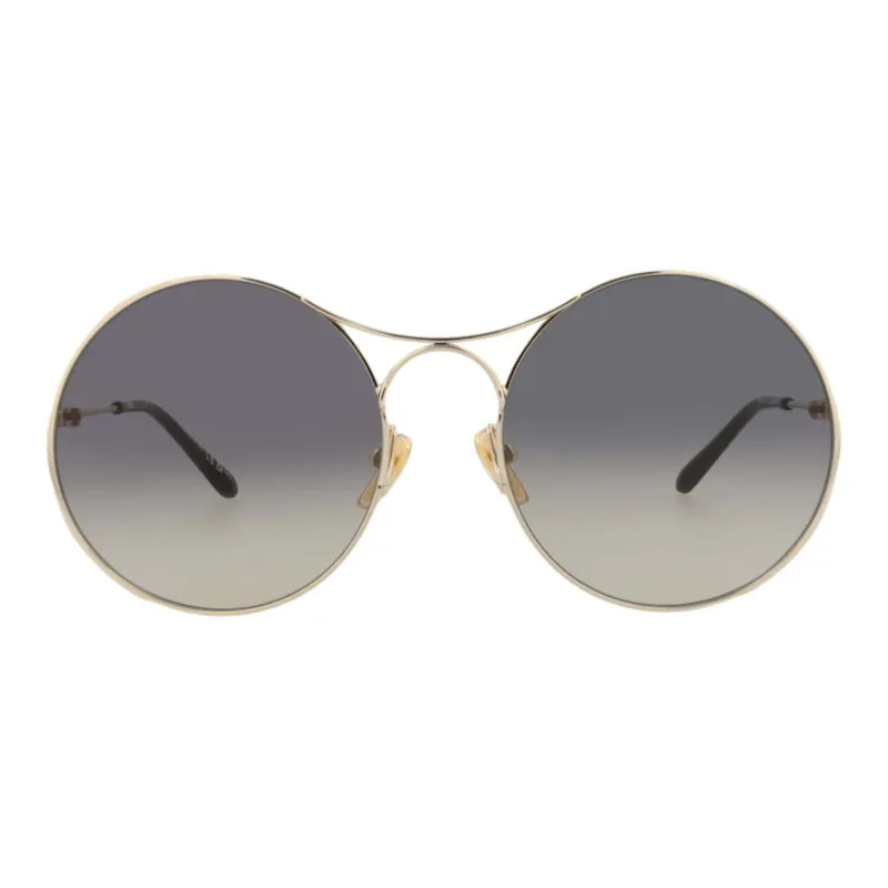 Chloe Acetate Metal Aviator Sunglasses Unisex Gold-1