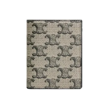CELINE Triomphe Canvas With Leather Wallet Men's Beige