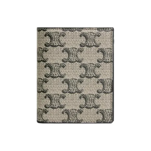 CELINE Triomphe Canvas With Leather Wallet Men's Beige