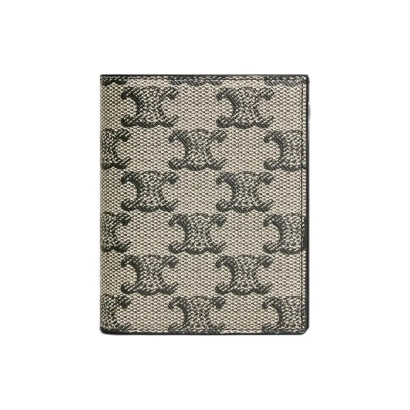 CELINE Triomphe Canvas With Leather Wallet Men's Beige-0