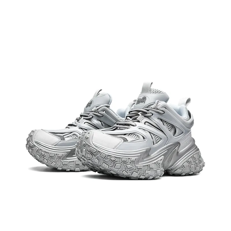 MVA Non slip, Wear resistant, Impact resistant Low Top Chunky Sneakers Unisex Silver-3