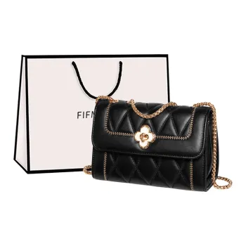 15 MINS Synthetic Leather Shoulder Bag, Crossbody Bag Women's Midnight Black/Ecru