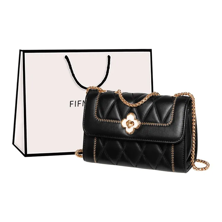 15 MINS Synthetic Leather Shoulder Bag, Crossbody Bag Women's Midnight Black/Ecru-0