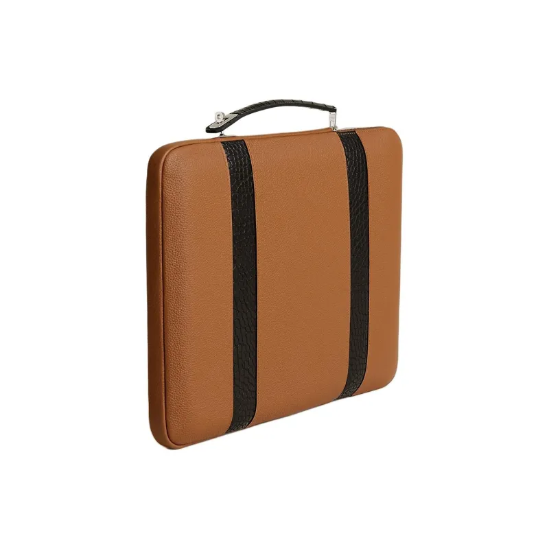 HERMES Little Bull Leather Briefcase Women's 41 Havane Havana Coffee-5
