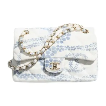 CHANEL Coco Denim Flap Bag Shoulder Bag Women's White & Blue