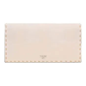 FENDI Calfskin Money Clip Card Holder Card Case Men's White
